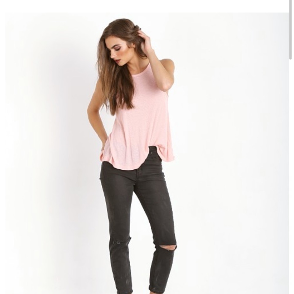 NWT Free People Long Beach Tank in Petal Pink